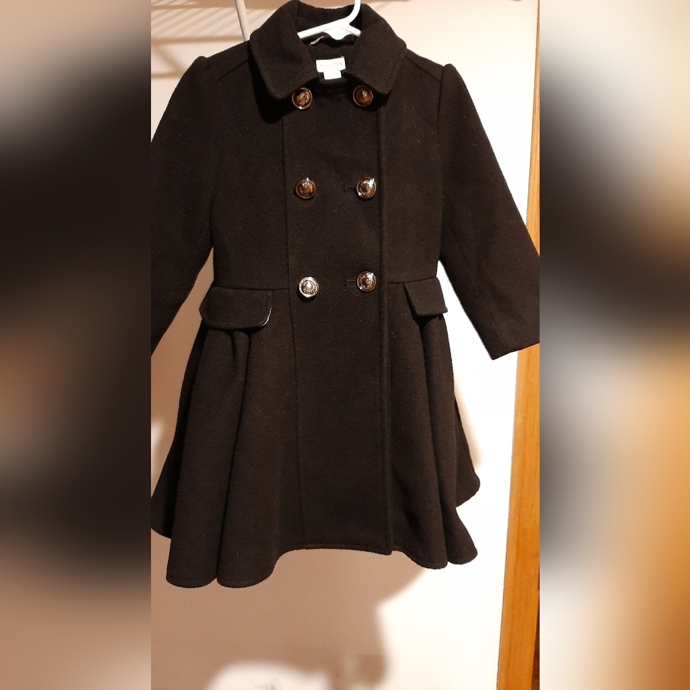 'Monsoon' Black double breasted winter coat 3-4years.